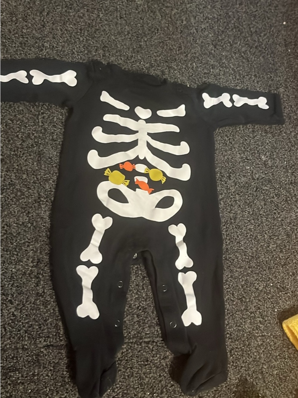 Carter's Black Skeleton Footie with Candy Pocket Accents